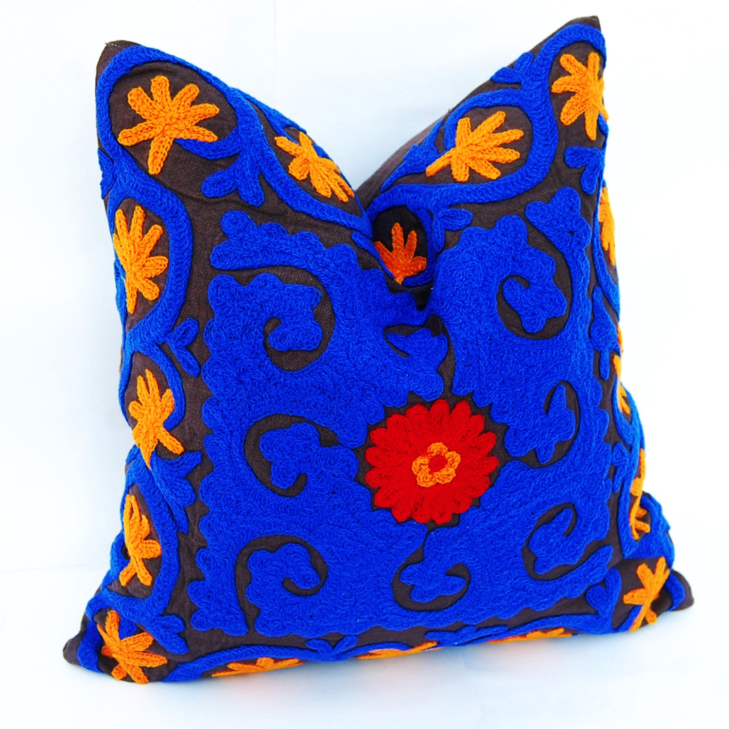 Suzani Cushion Covers Handmade Wool Embroidered Cotton Canvas Etsy