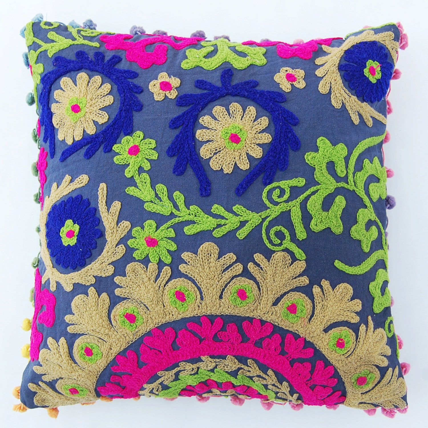 Beautiful Indian Handcrafted Wool Embroidered Pillows Suzani Etsy