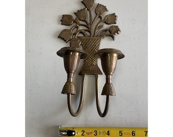 Mid Century Modern Solid Brass Tulip Flower Double Wall MCM Candle Holder GTubH9
