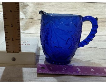 Vintage Cobalt Blue Floral Pattern Creamer EXCELLENT