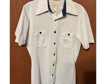 ヴィンテージ アロー ダブラー ブルー ニット ポリエステル ボウリングシャツ DISCO サイズ 14.5 TubI