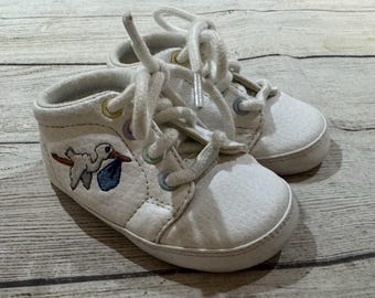 Vintage Keds Stork Embroidered 21st Century Baby Crib Shoes Sz 1