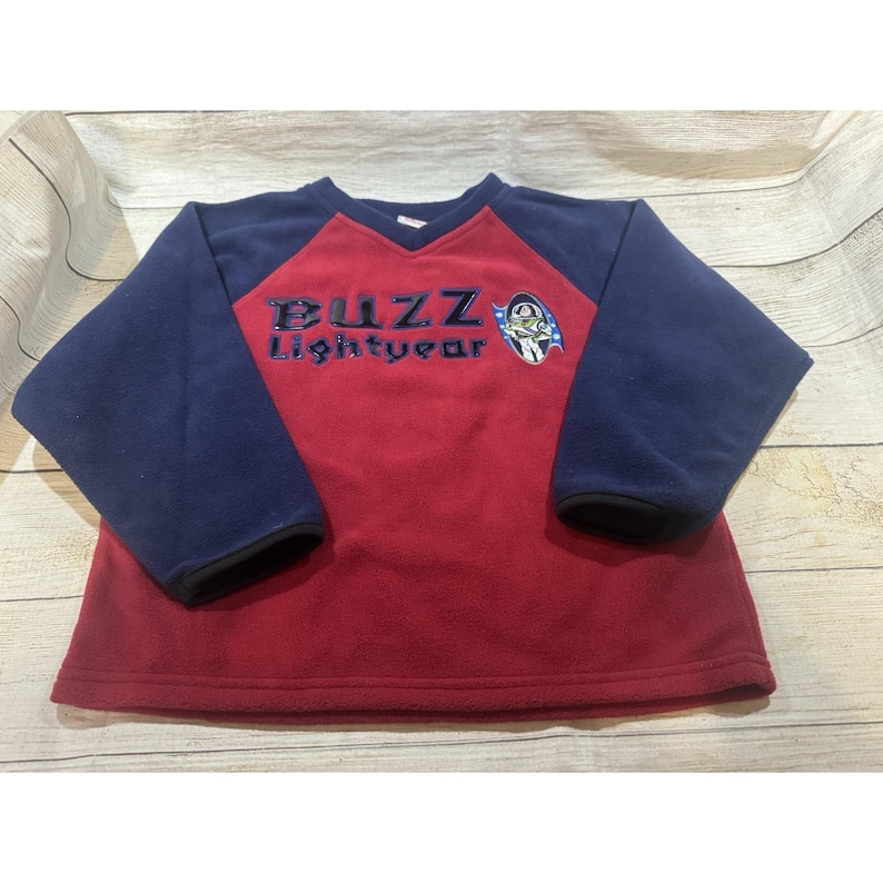 Vintage Disney Store Toy Story Buzz Lightyear Fleece Pullover Sz XS 4/5 Tub32 image 1