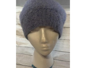 Janette Murray Handknits Pure Wool Edinburgh Scotland Blue Purple Beanie GTubJ