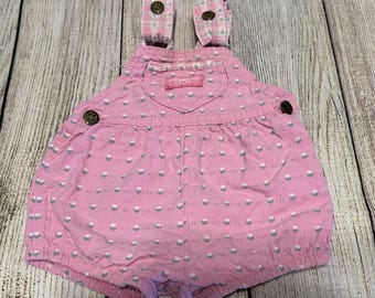 Vintage Osh Kosh B'Gosh Floral Pink Overalls Shortalls 3-6 monthss GTub13