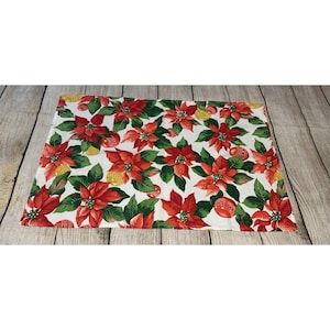 Paño de cocina rectangular con estampado de flores de Pascua navideñas, 18 x 27 cm, Italia TbGB7