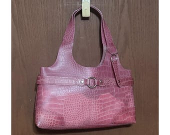 VTG NOS Avon Pink Faux Croc Jelly Plastic Handbag Purse Bag Satchel Y2K GTb5