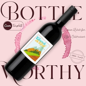 Cheers to the Climb Wine Label – Custom Celebration Gift Tag – Editable Canva Template – Digital Wine Label for Life Milestones & Success