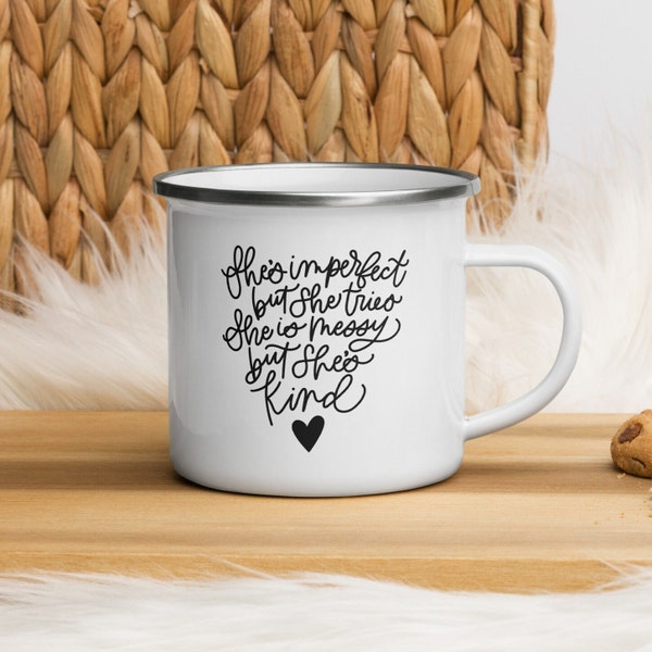 Sugar Butter Flour Waitress Musical Enamel Mug Gift for Fans of Broadway Musicals, Sara Bareilles Fan Art