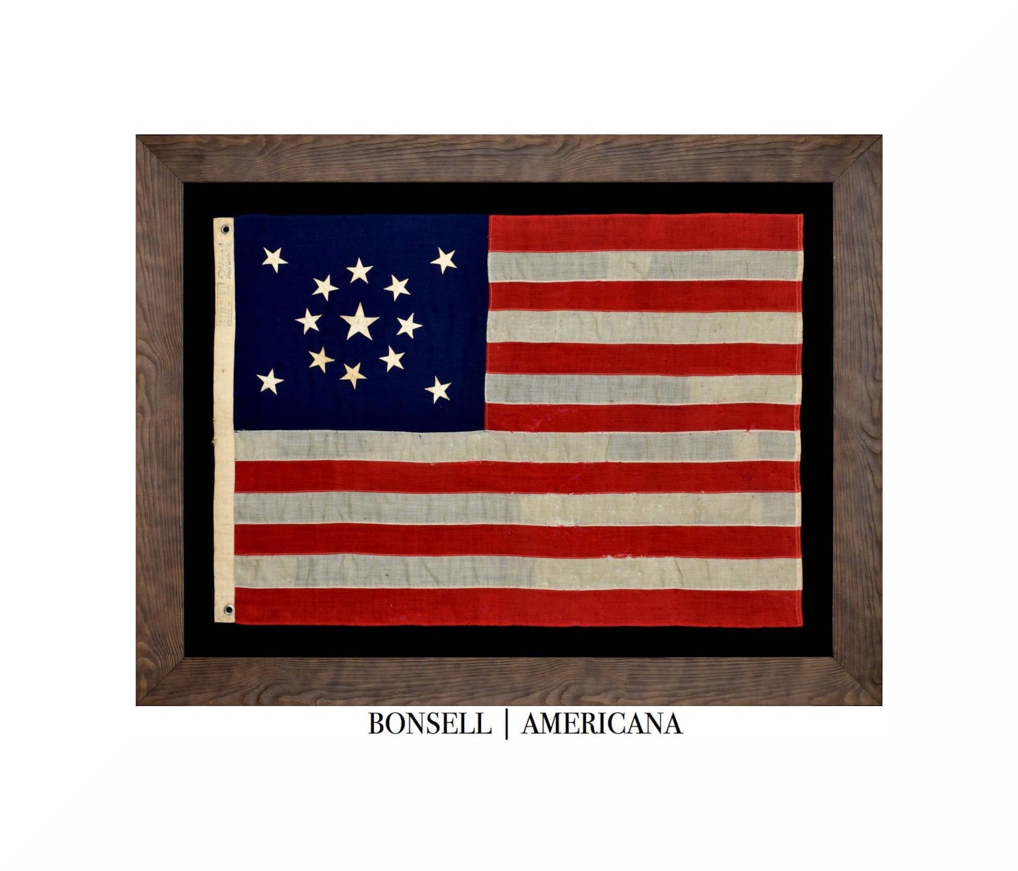 13 Star Antique US Flag With Medallion Star Pattern and STANDARD