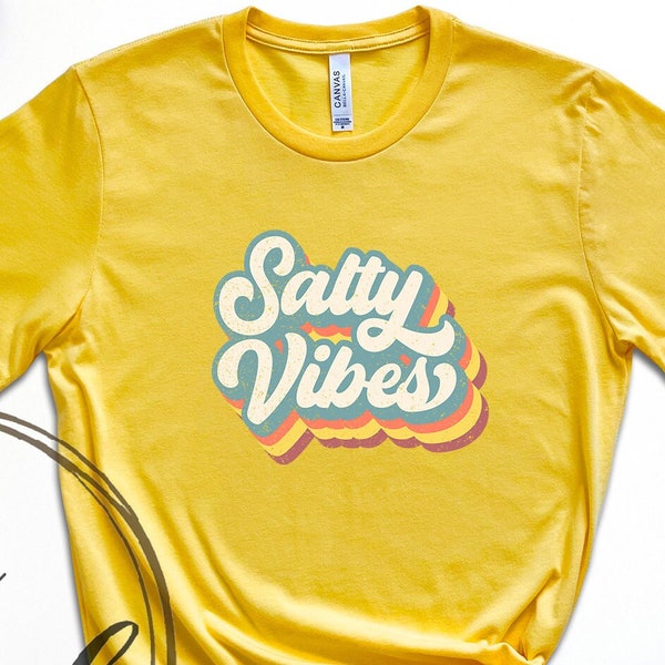 T-shirt unisexe d'été rétro Salty Vibes Beach