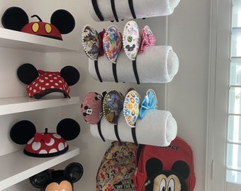 Ear/Backpack and Hat Holder Wall Display (Different Fabric and Base Colors available)