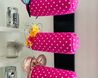 Wall Display/Triple Row-Small White Polka Dot-Dark Pink Print/Different Base Colors Available