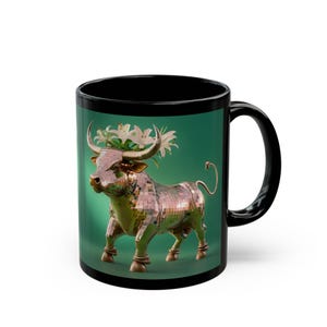 Taurus Bull Black Mug, Zodiac Coffee Cup, Taurus Mug, Astrological Sign Tea Mug, Horoscope Ceramic Drinkware, Birthday Gift for Taurus