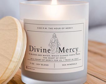 Divine Mercy Prayer and Devotion Scented Candle - Jesus I Trust in You - Catholic Gift