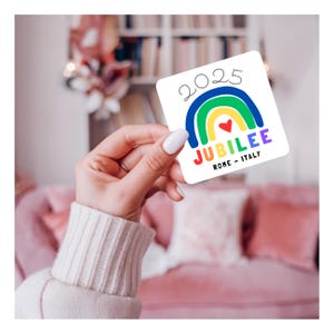 Adesivo Ano Jubilar da Esperança 2025, Jubileu Católico, Jubileu da Juventude, Jornada Mundial da Juventude, Adesivo Kiss-Cut, Cidade do Vaticano, Férias em Roma, Itália