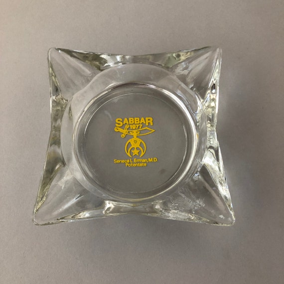 Sabbar Shriner Masonic Logo On Vintage Clear Glass Ashtray Etsy