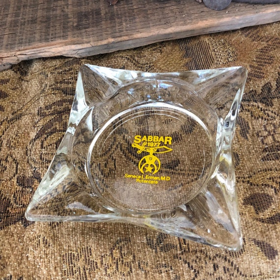 Sabbar Shriner Masonic Logo On Vintage Clear Glass Ashtray Etsy