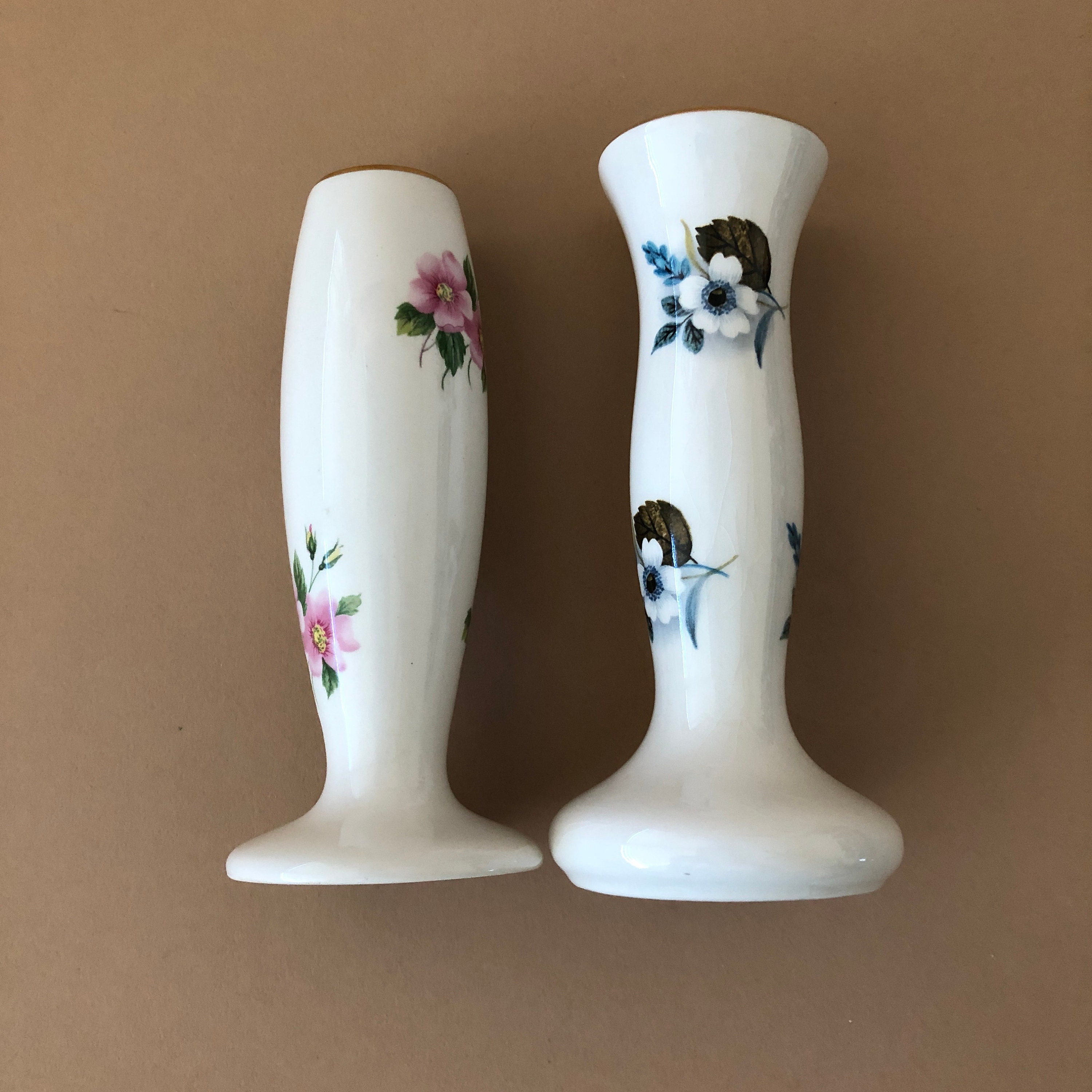 Lord Nelson Pottery Bud Vases Two 2 White With Pink Etsy UK