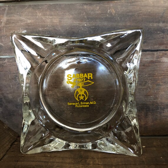 Sabbar Shriner Masonic Logo On Vintage Clear Glass Ashtray Etsy