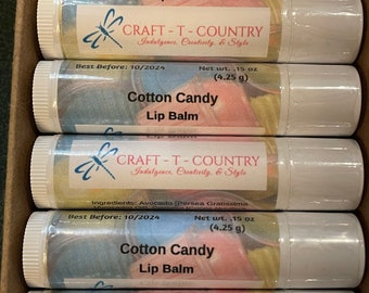 Cotton Candy lip balm with beeswax, avocado, coconut oil