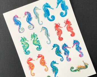 Water Slide Image Transfer Decal Sheet For Polymer Clay Ceramic Glass Candles Resin - Bright Sea Horse Seahorse