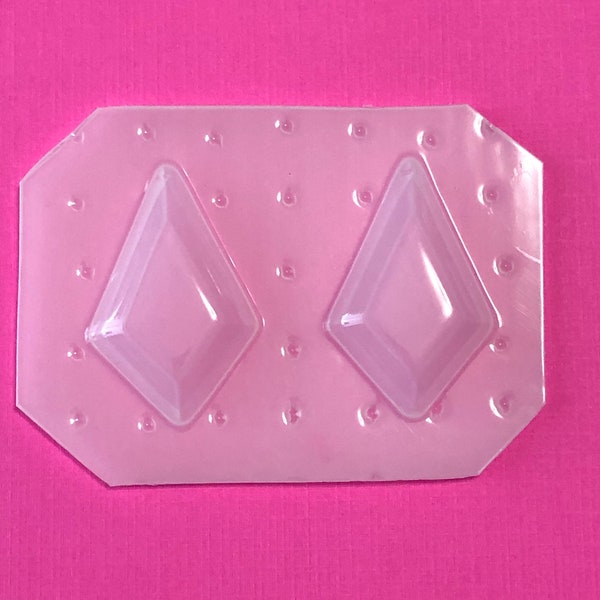 2pc Faceted Retro Geometric Dangle Diamond Drop Rhombus Shaped Flexible Plastic Mold For Resin Jewelry