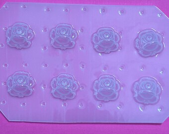 8pc Mini Spring Flowers Cabbage Rosette Rose Cabochon Flexible Plastic Mold For Resin Crafts