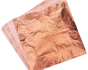100 Sheets Of Copper Metal Foil Leaf Sheets 14x14cm