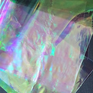 20pc Iridescent AB Cellophane Film Faux Dichro Sheets For Resin Crafts and More Reflects Pink Green Purple