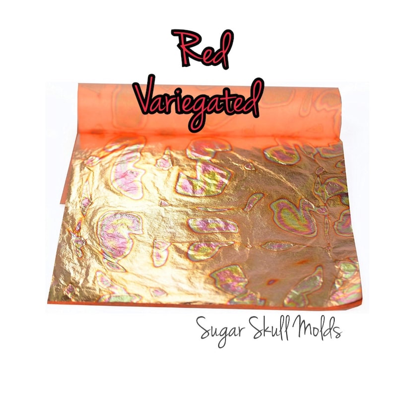 10 Sheets of Variegated Metal Foil Leaf Sheets Gold Red Etsy