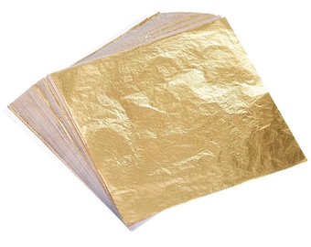 100 Sheets Of Gold Metal Foil Leaf Sheets 14x14cm