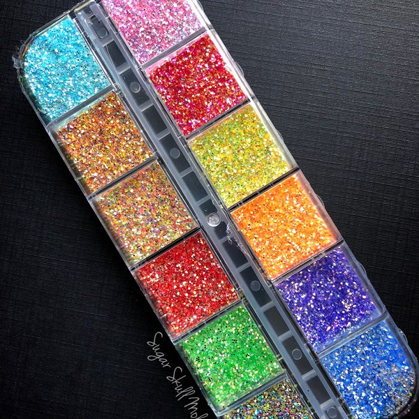 12 Assorted Ab Crystalline Unicorn Shimmer Glitter Mix