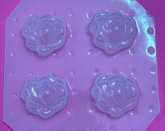 4pc Spring Flowers Wild Rose Cabochon Flexible Plastic Mold For Resin Crafts