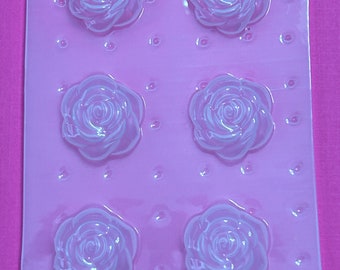 6pc Mini Spring Flowers Tea Cabbage Rosette Rose Cabochon Flexible Plastic Mold For Resin Crafts