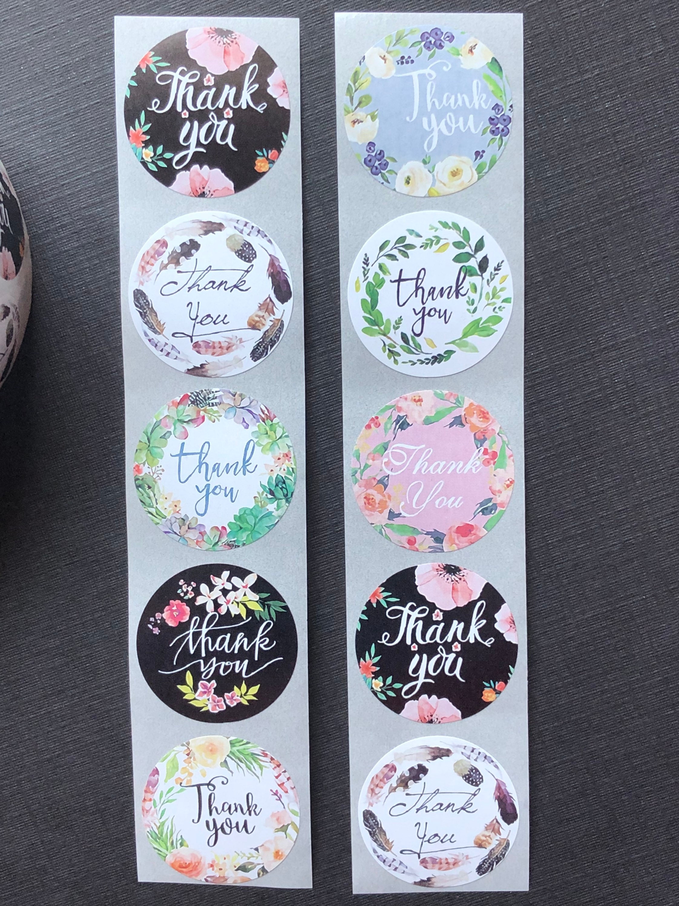 50-500 Pcsthank You Stickers Seal Labels With Flower Color Round