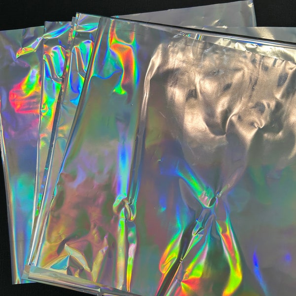 8pc Assorted Holographic Silver Mylar Film Sheets For Resin Crafts and More Reflection Sheets