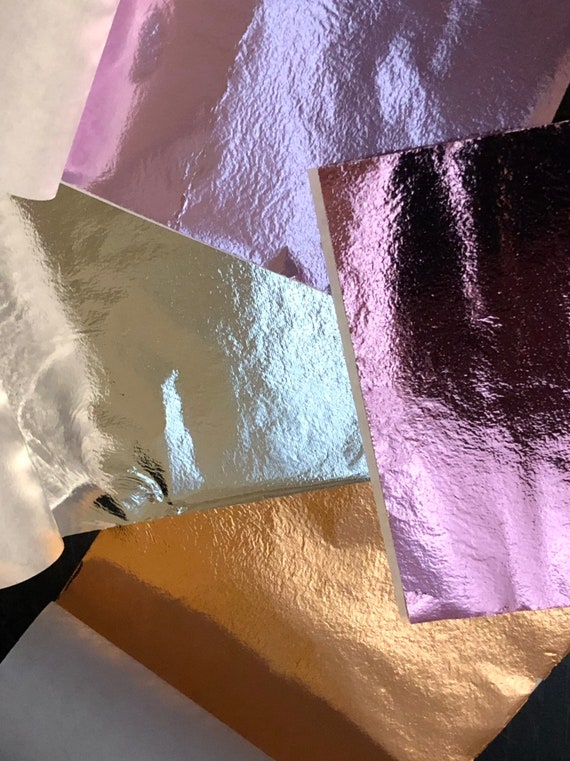 20 Sheets of Metal Foil Leaf Sheets Lavender Blush Pink Silver and Copper  Set 2 
