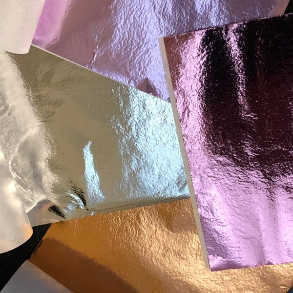 20 Sheets Of Metal Foil Leaf Sheets Lavender Blush Pink Silver and Copper Set 2