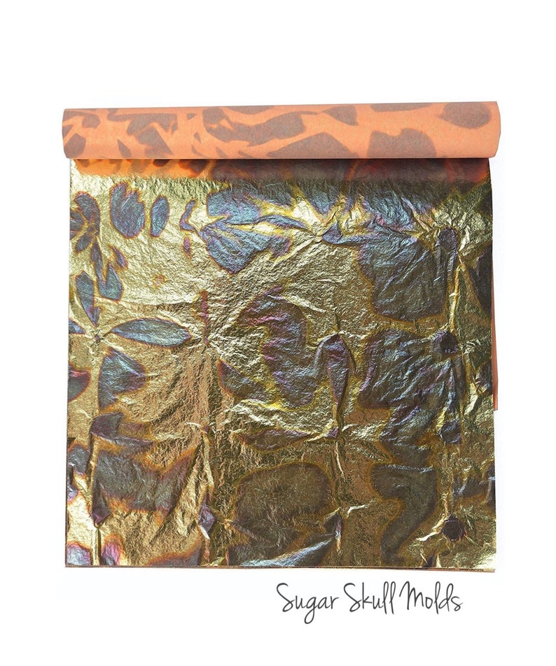 10 Sheets Of Variegated Metal Foil Leaf Sheets Gold Blue Etsy