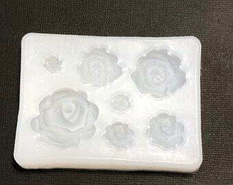 Assorted Rose Flower Cabochon Flexible Silicone Mold For Resin or Polymer Clay Crafts