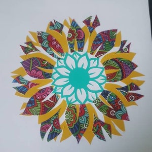 Mooie gelaagde bloemen - multi-kleuren- sticker/decal- zonnebloem