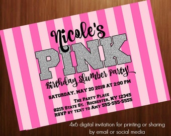 victoria secret pink invitations etsy