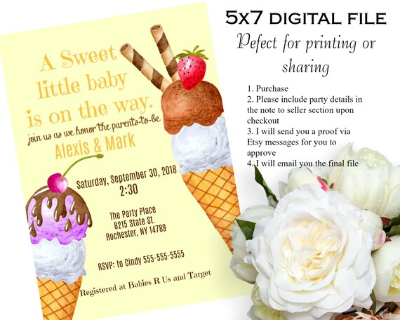 ice cream baby shower invitations
