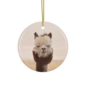 Alpaca Llama Ceramic Christmas Tree Ornament | Cheddar | Farm & Ranch Decor