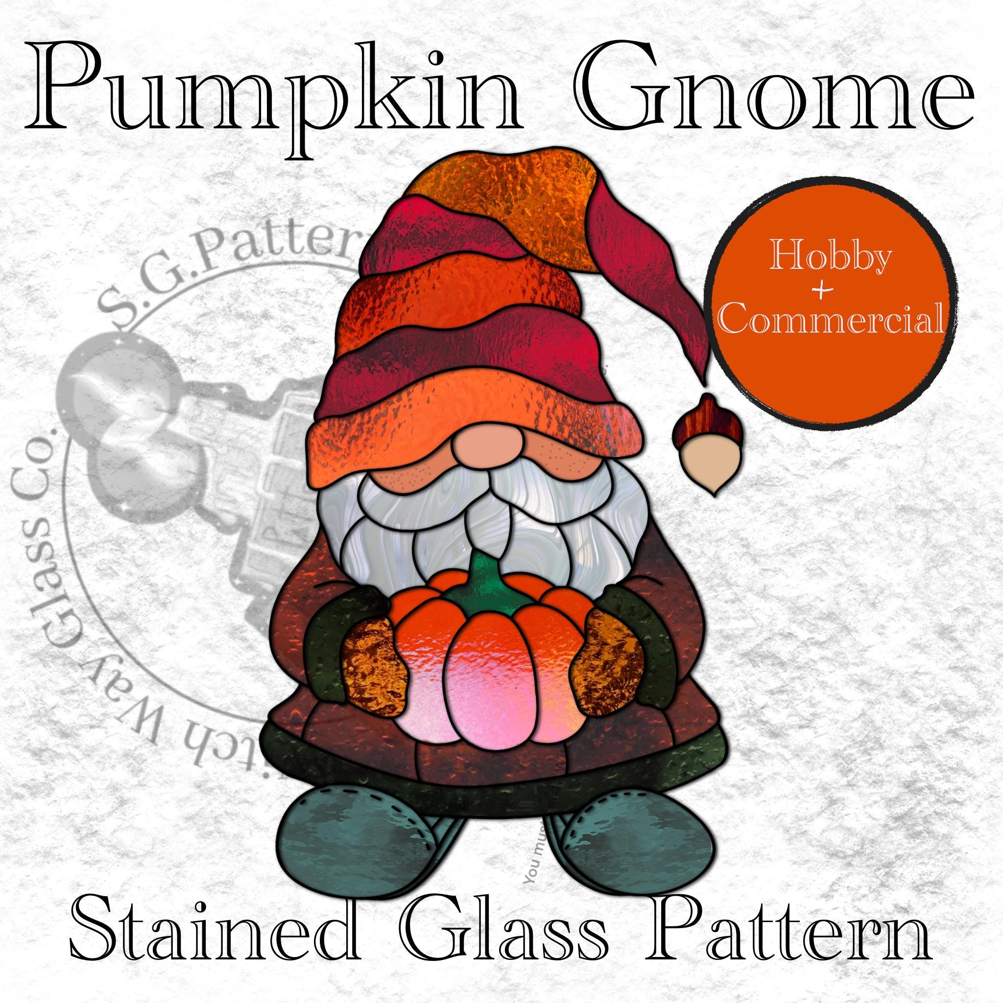 Pumpkin Gnome Stained Glass Pattern Digital Download Instant PDF