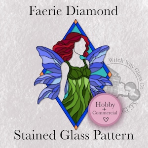 Faerie Fairy Stained Glass Pattern Instant Digital Download PDF
