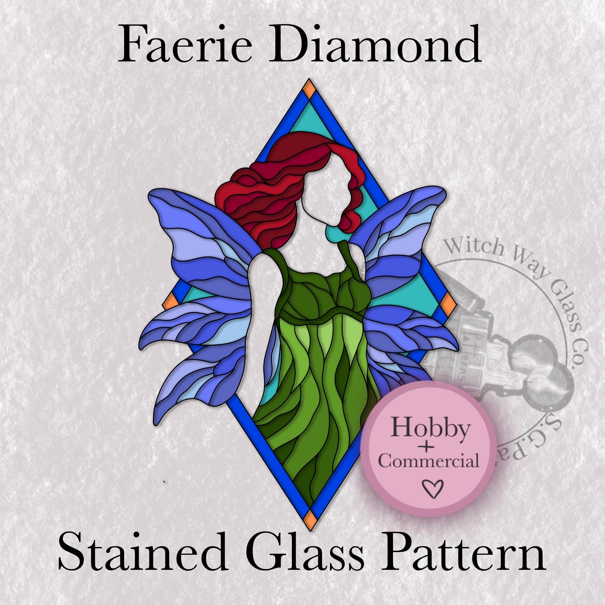 Faerie Fairy Stained Glass Pattern Instant Digital Download PDF