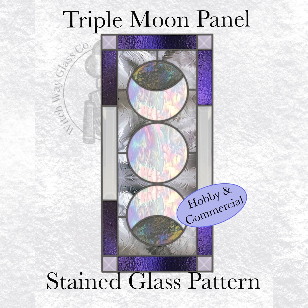 INSTANT DOWNLOAD Triple Moon Stained Glass Pattern, Stained Glass