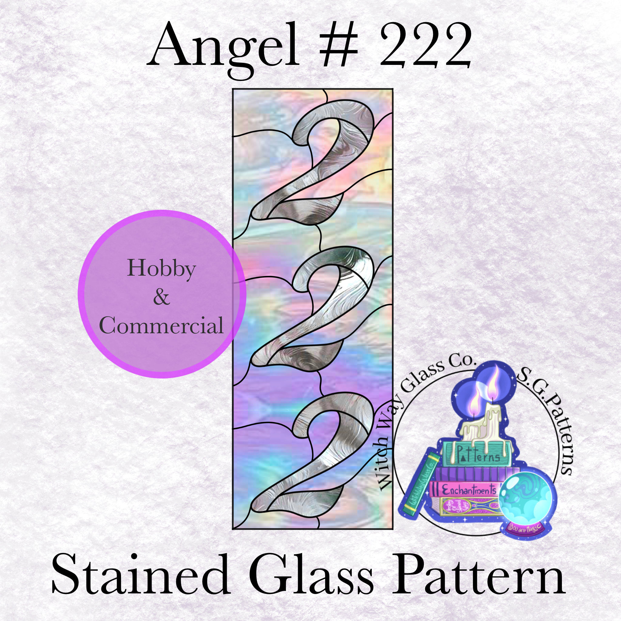 INSTANT DOWNLOAD Angel Number 222,Stained Glass Pattern - Image 1